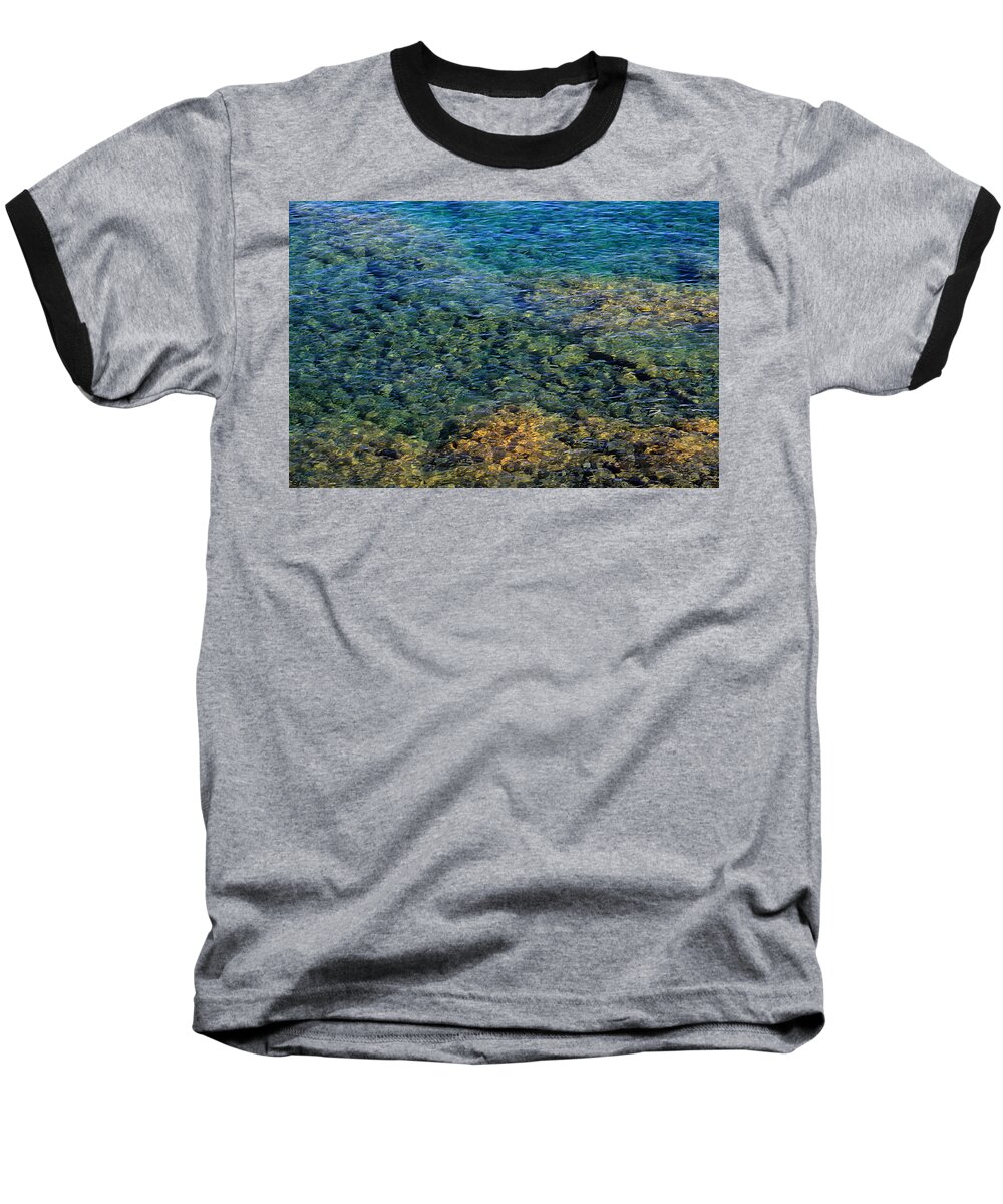 Rocks Baseball T-Shirt featuring the photograph Submerged rocks at Lake Superior by Bonnie Follett