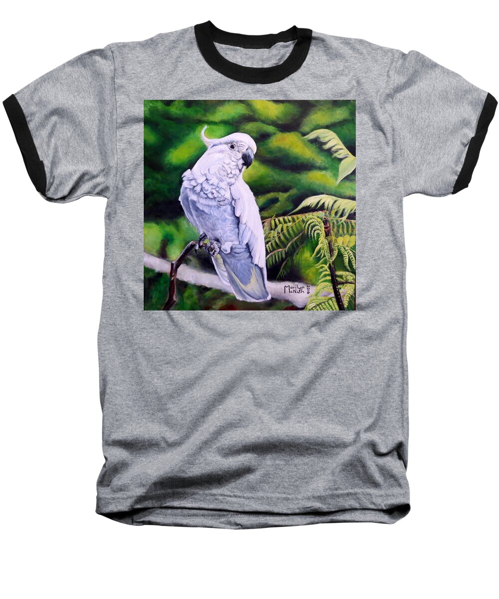 Parrot Baseball T-Shirt featuring the painting Sulphur-Crested Cockatoo by Marilyn McNish