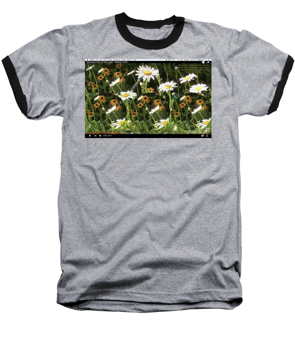 Flowers Baseball T-Shirt featuring the digital art Summer Fun Flower Circles by Karen Francis