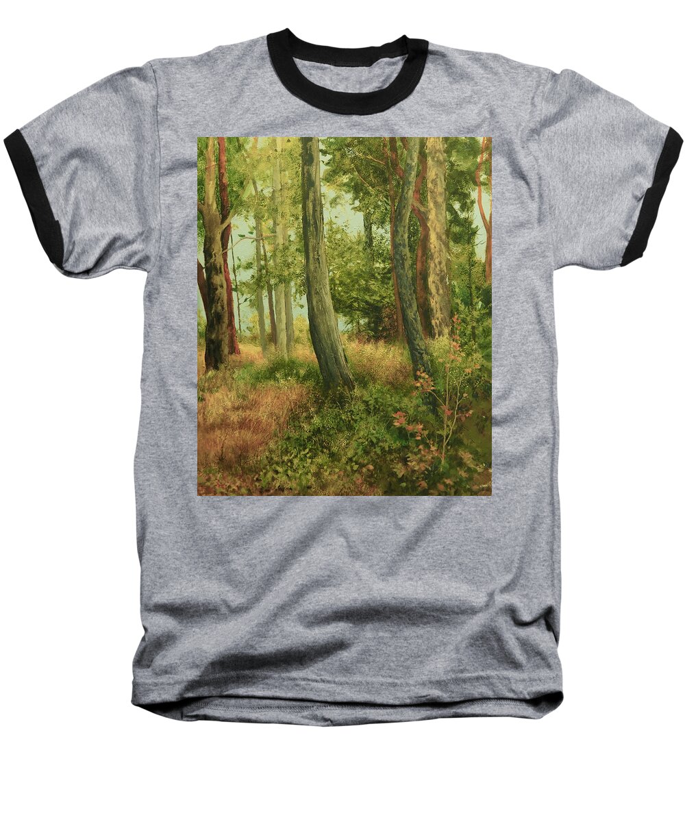 Sidney Spit Baseball T-Shirt featuring the painting Summer, Sidney Spit by E Colin Williams ARCA