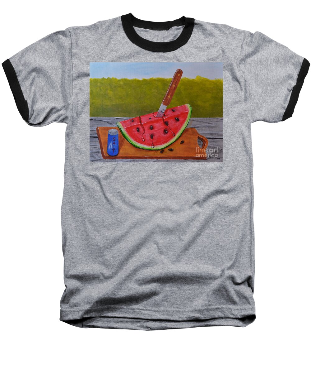 Summer Treat Baseball T-Shirt featuring the painting Summer Treat by Melvin Turner
