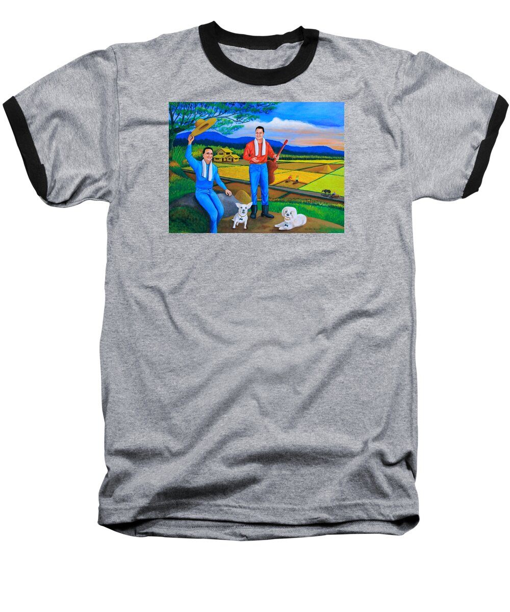 Farm Baseball T-Shirt featuring the painting Summer View by Cyril Maza