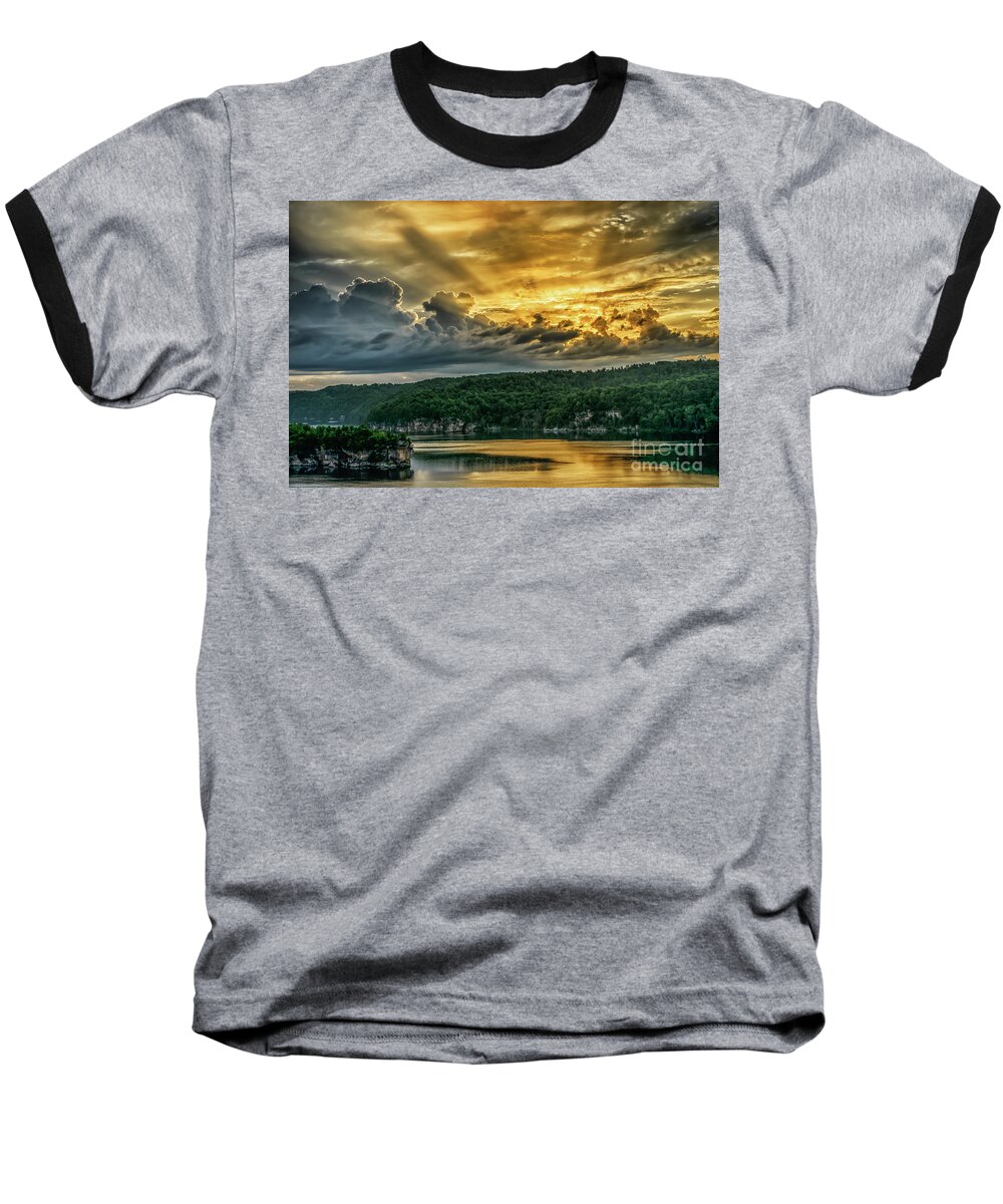 Long Point Baseball T-Shirt featuring the photograph Summersville Lake Sunrise by Thomas R Fletcher