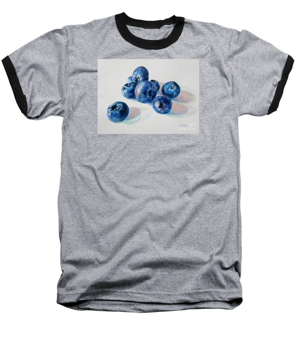 Blueberry Paintings Baseball T-Shirt featuring the painting Summertime Blues by Pamela Clements