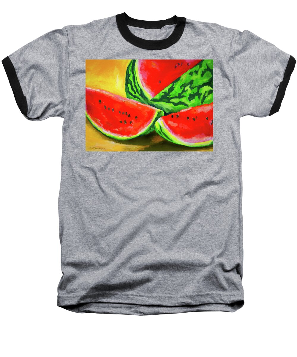 Summer Baseball T-Shirt featuring the painting Summertime Delight by Stephen Anderson