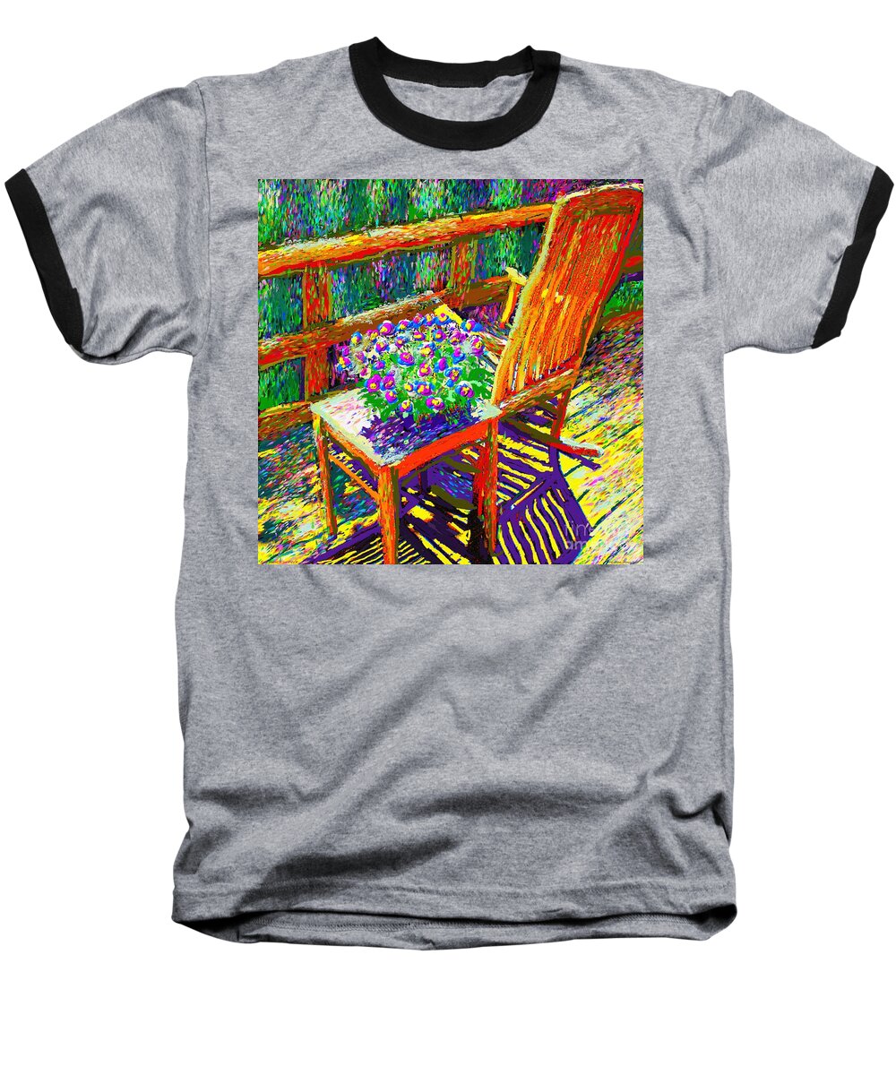 Art Baseball T-Shirt featuring the painting Sun Dance on Deck by Hidden Mountain