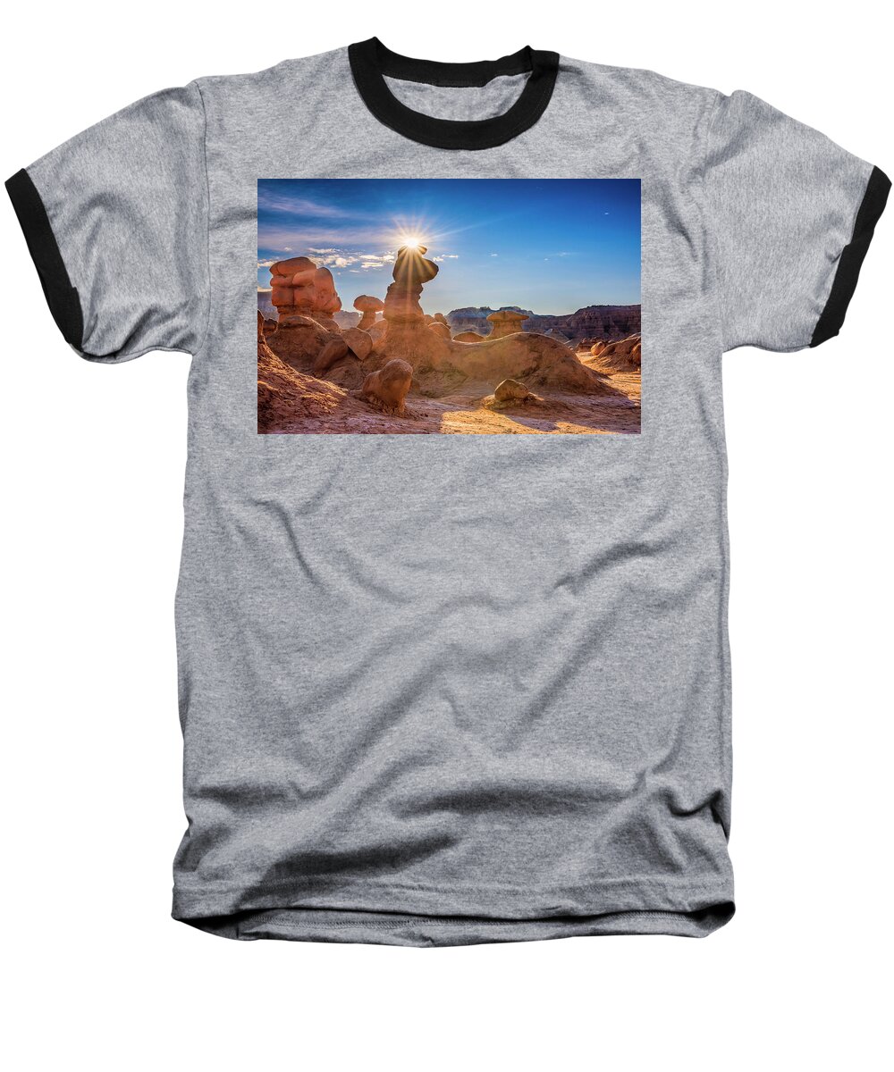 Goblin Valley Baseball T-Shirt featuring the photograph Sun Dog by Dave Koch