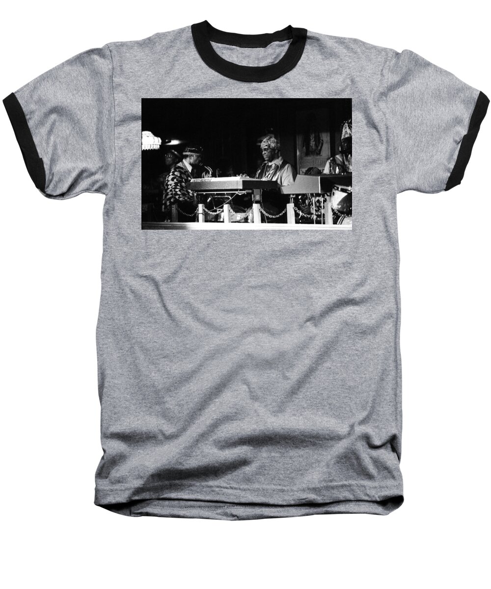 Jazz Baseball T-Shirt featuring the photograph Sun Ra Arkestra at the Red Garter 1970 NYC 31 by Lee Santa