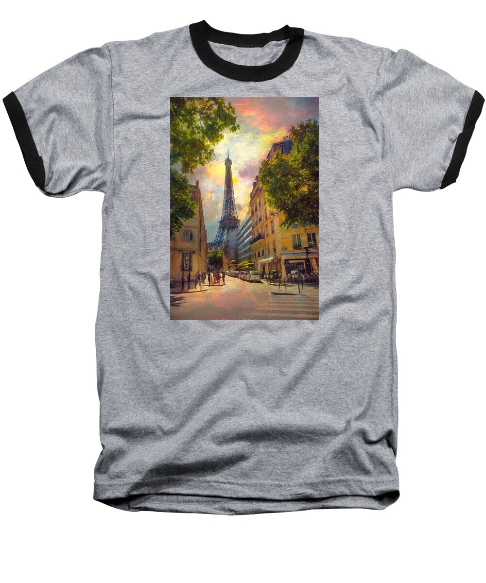 Paris Baseball T-Shirt featuring the photograph Sun Setting by John Rivera