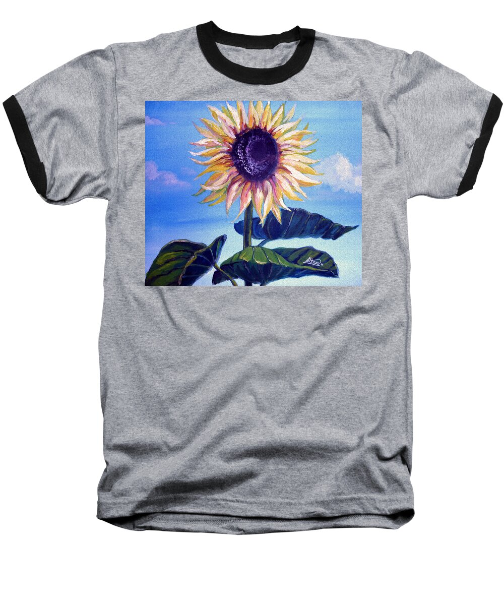 Flower Baseball T-Shirt featuring the painting Sunflower by Alban Dizdari