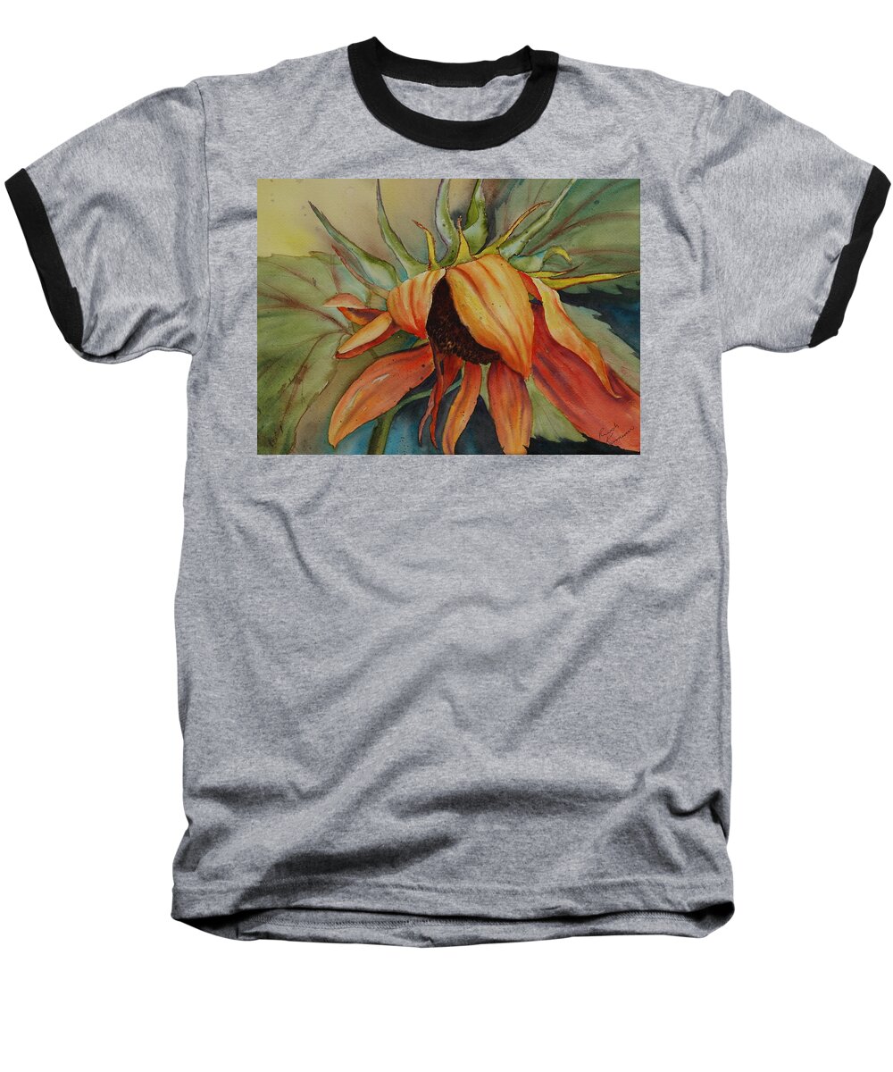 Sunflower Baseball T-Shirt featuring the painting Sunflower by Ruth Kamenev