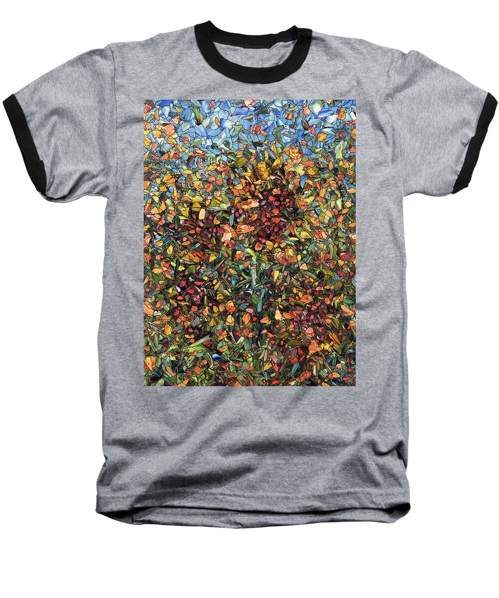 Abstract Baseball T-Shirt featuring the painting Sunflowers by James W Johnson
