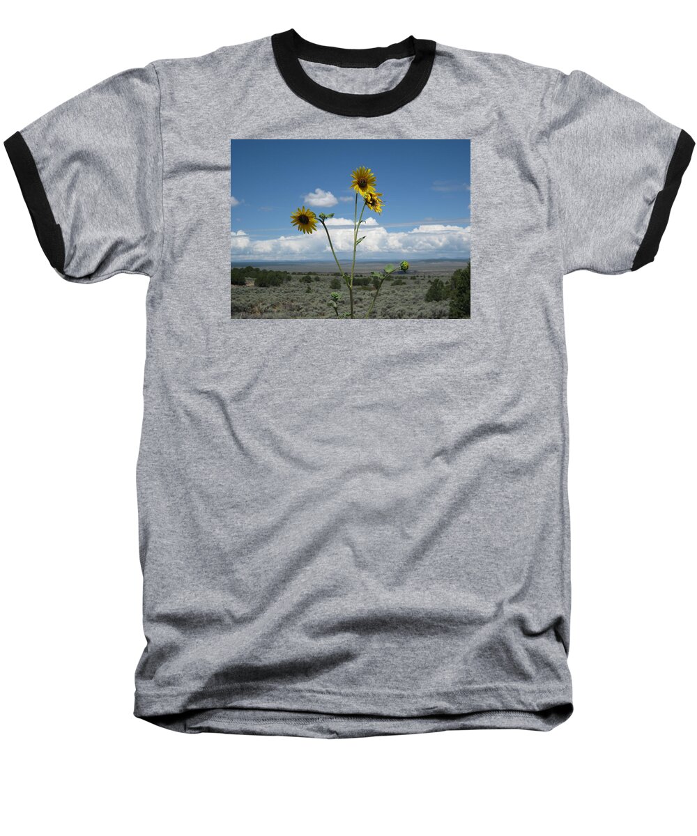  Baseball T-Shirt featuring the photograph Sunflowers on the Gorge by Ron Monsour