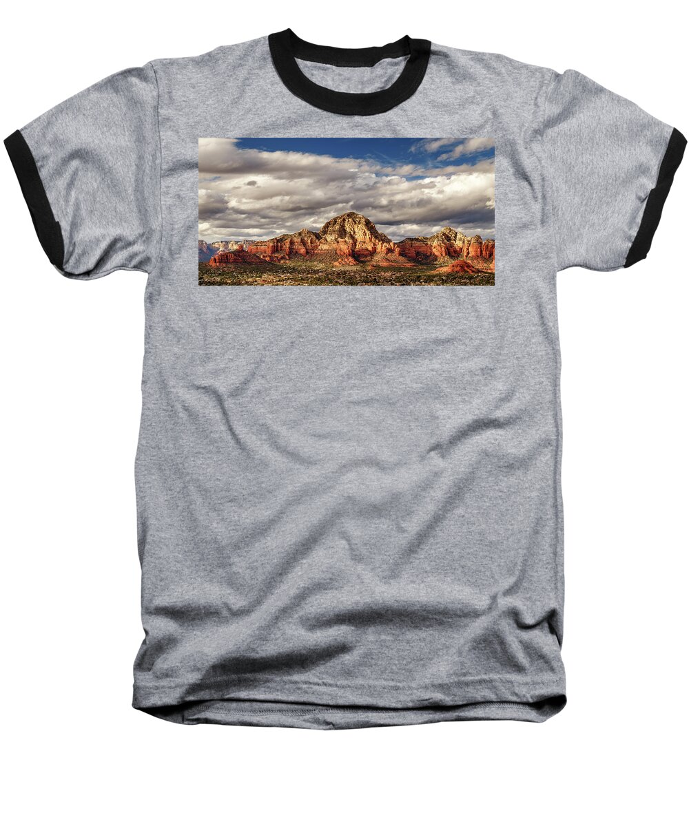 Sunlight Baseball T-Shirt featuring the photograph Sunlight On Sedona by James Eddy