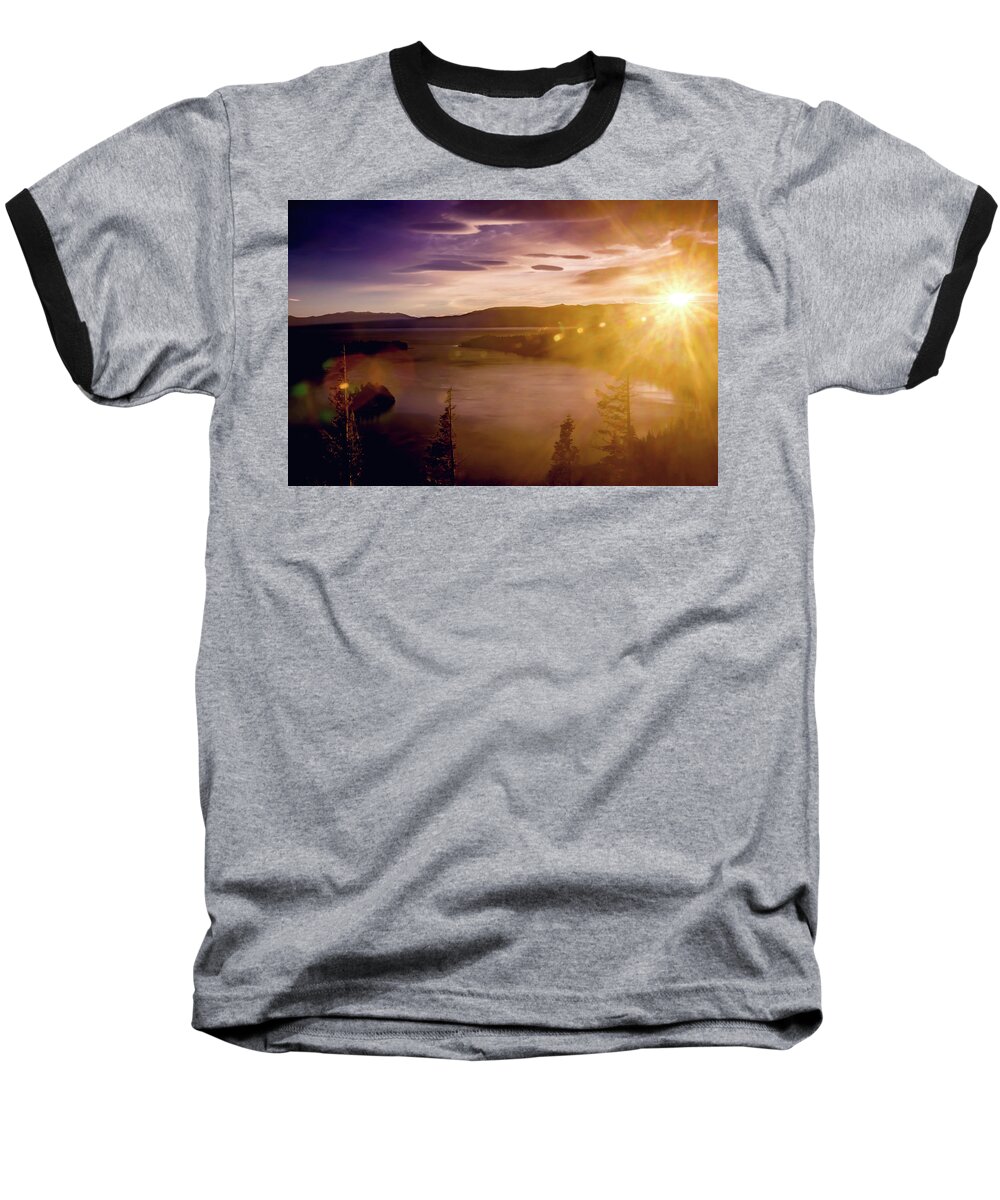 Emerald Bay Baseball T-Shirt featuring the photograph Sunrise at Emerald Bay by Bryant Coffey