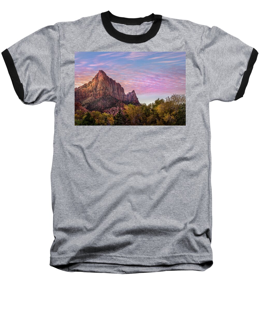 Zion Baseball T-Shirt featuring the photograph Sunrise Colors by James Woody