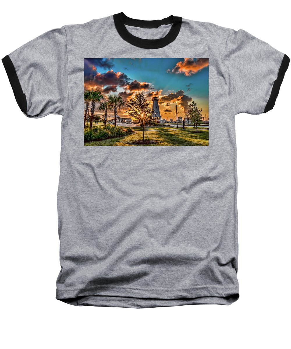 Lighthouse Baseball T-Shirt featuring the photograph Sunrise Gulfport Lighthouse by JASawyer Imaging