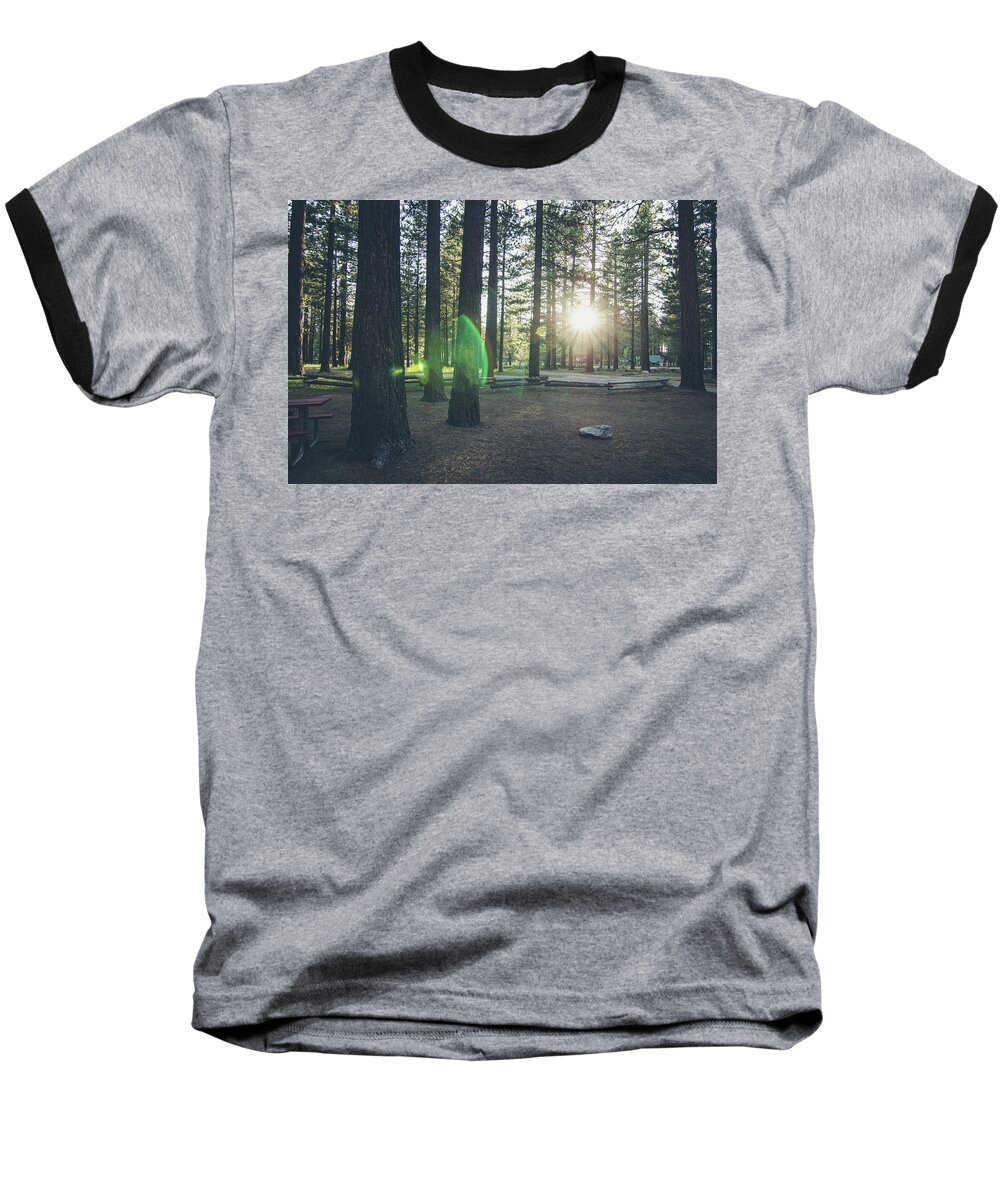 California Baseball T-Shirt featuring the photograph Sunrise in the Woods by Margaret Pitcher