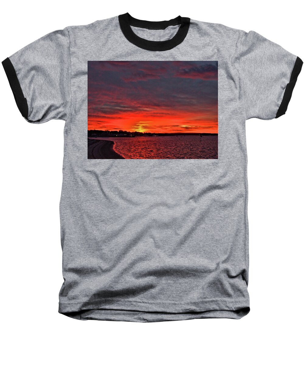 Pier Baseball T-Shirt featuring the photograph Sunrise Onset Pier by Bruce Gannon