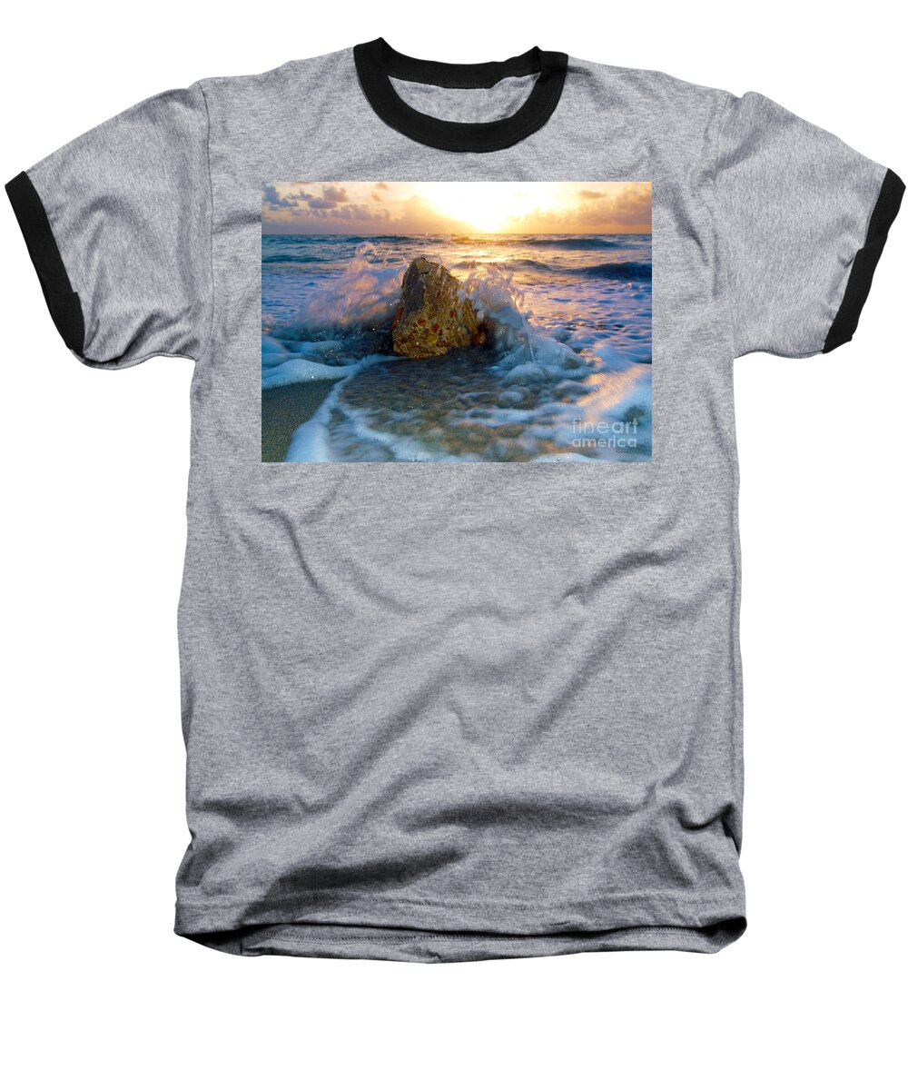 Sunrise Baseball T-Shirt featuring the photograph Sunrise Seascape Wisdom Beach Florida C2 by Ricardos Creations