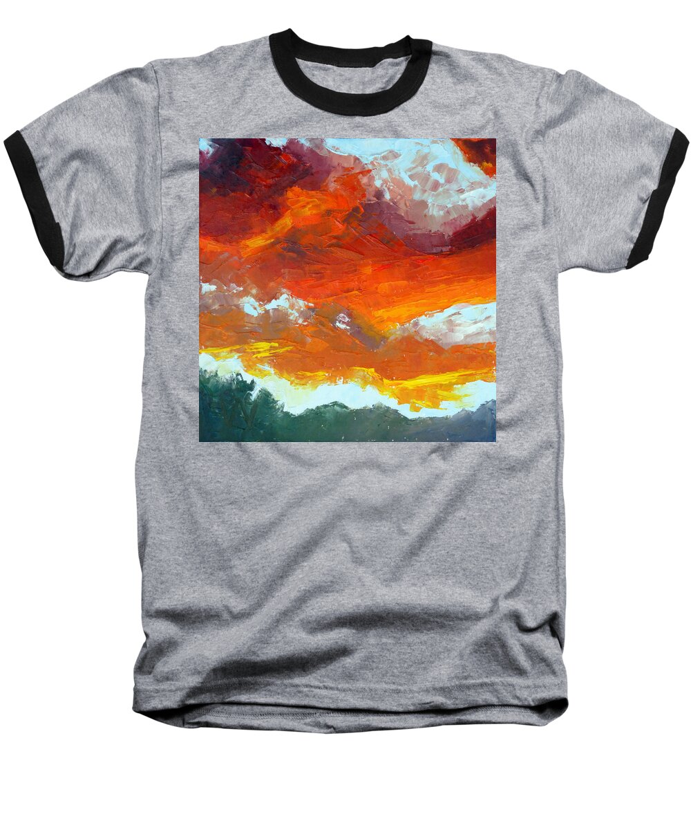 Sunrise Baseball T-Shirt featuring the painting Sunrise by Susan Woodward