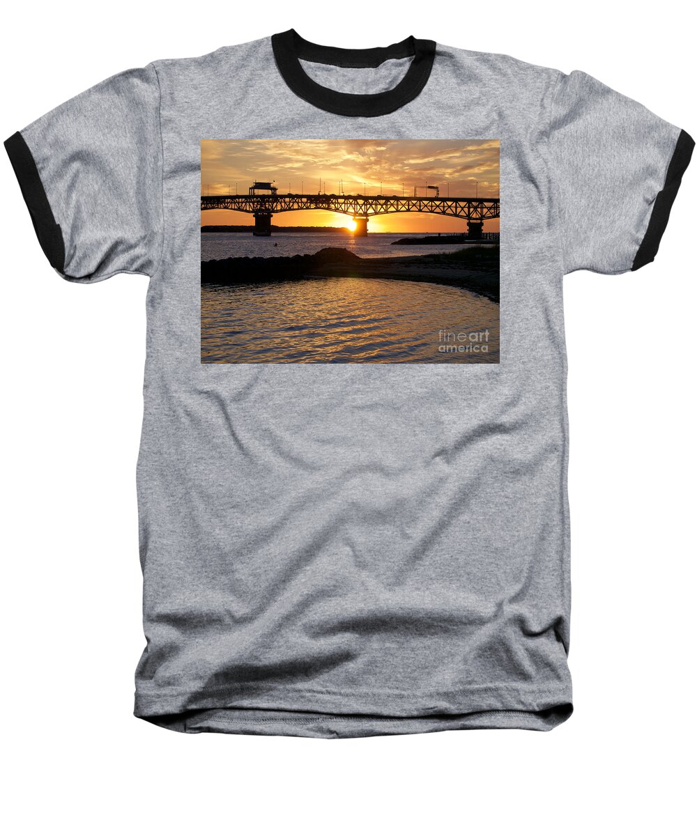 Bridge Baseball T-Shirt featuring the photograph Sunrise Under Coleman Bridge by Lara Morrison