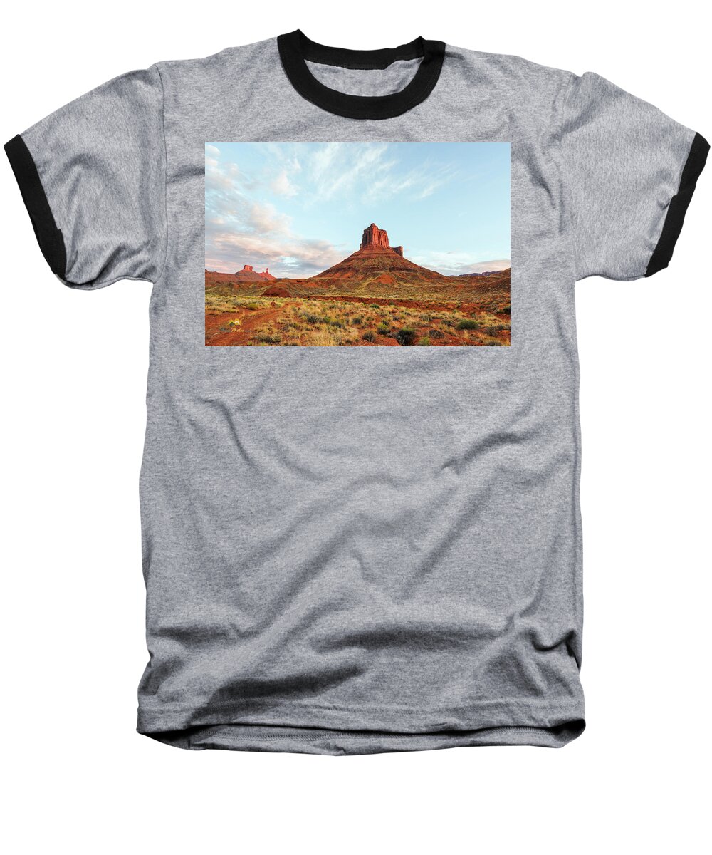 Brush Baseball T-Shirt featuring the photograph Sunset at the Castleton Tower by Jim Thompson