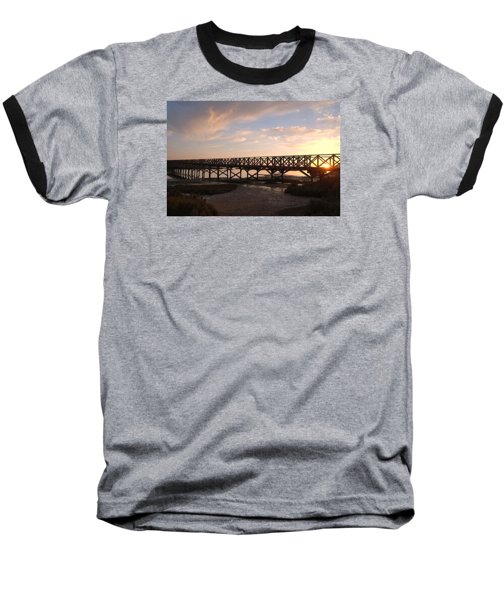Quinta Do Lago Baseball T-Shirt featuring the photograph Sunset at the wooden bridge by Angelo DeVal