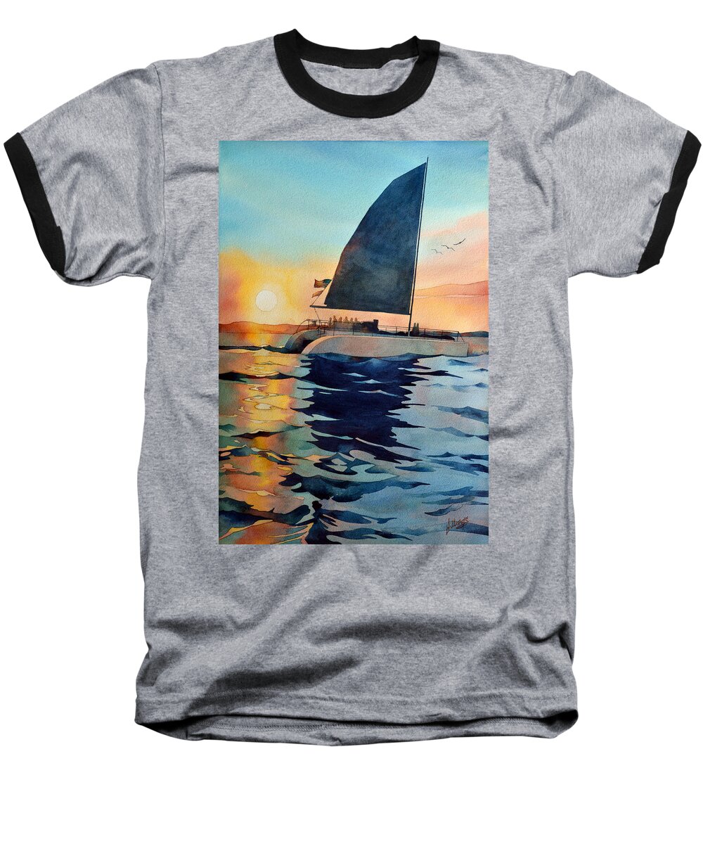 Water Baseball T-Shirt featuring the painting Sunset Boulevard by Mick Williams
