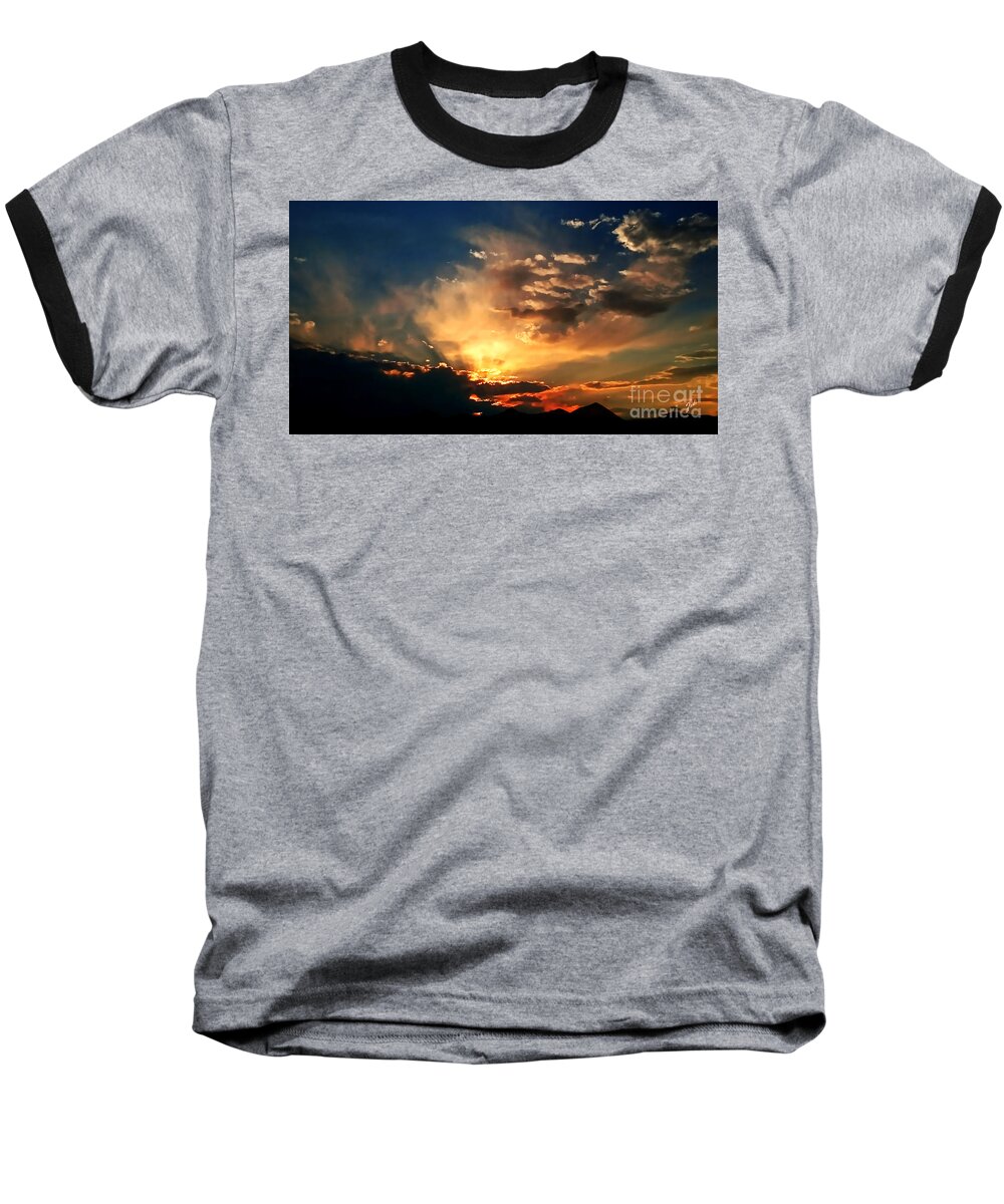 Sunset Baseball T-Shirt featuring the photograph Sunset of the end of June by - Zedi -