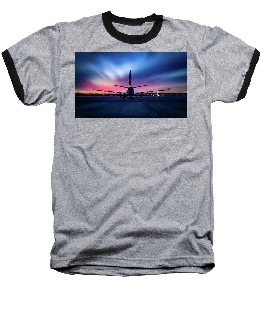 Airline Baseball T-Shirt featuring the photograph Sunset Flight by Ant Pruitt