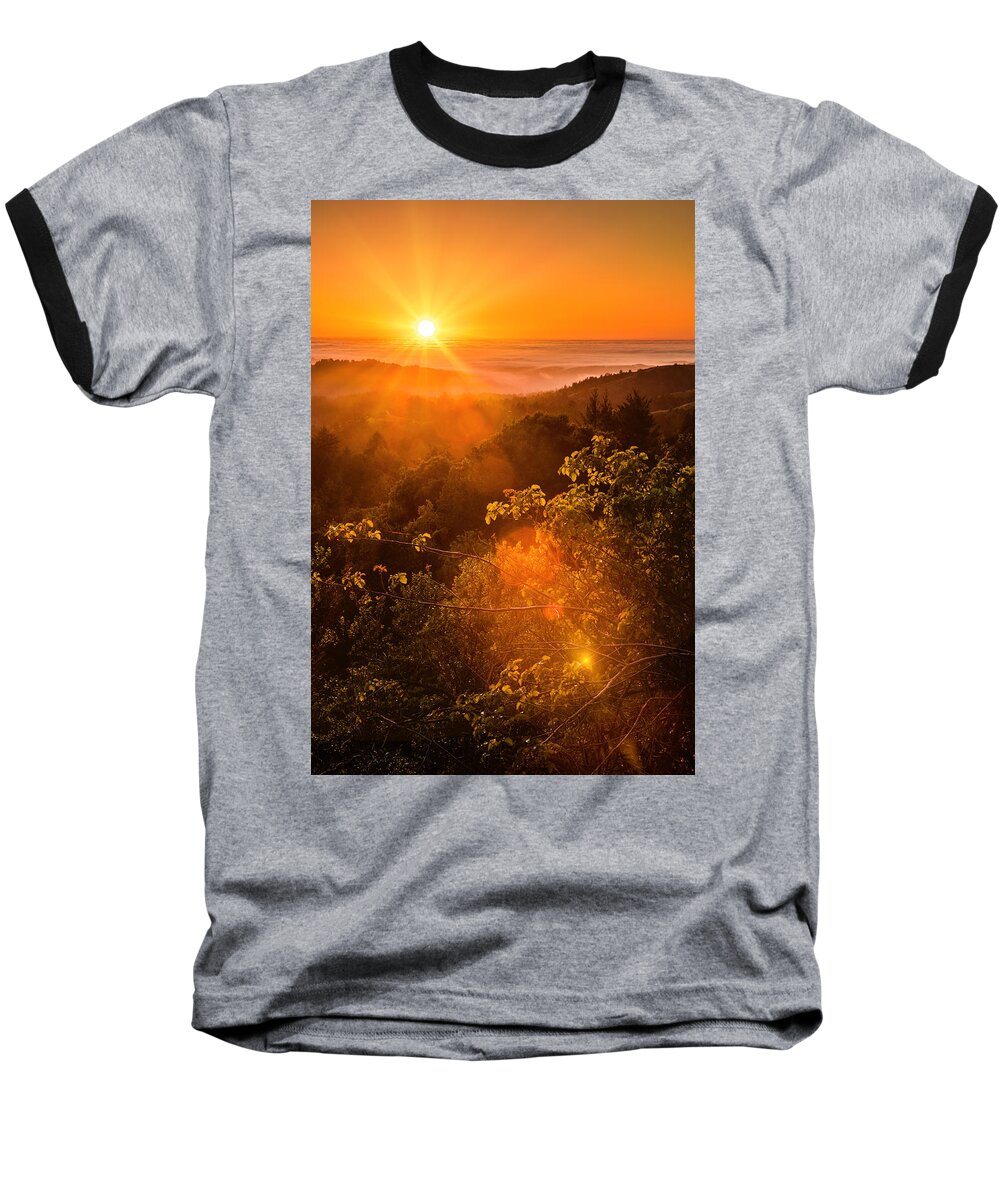 Pacific Baseball T-Shirt featuring the photograph Sunset Fog over the Pacific #2 by Bryant Coffey