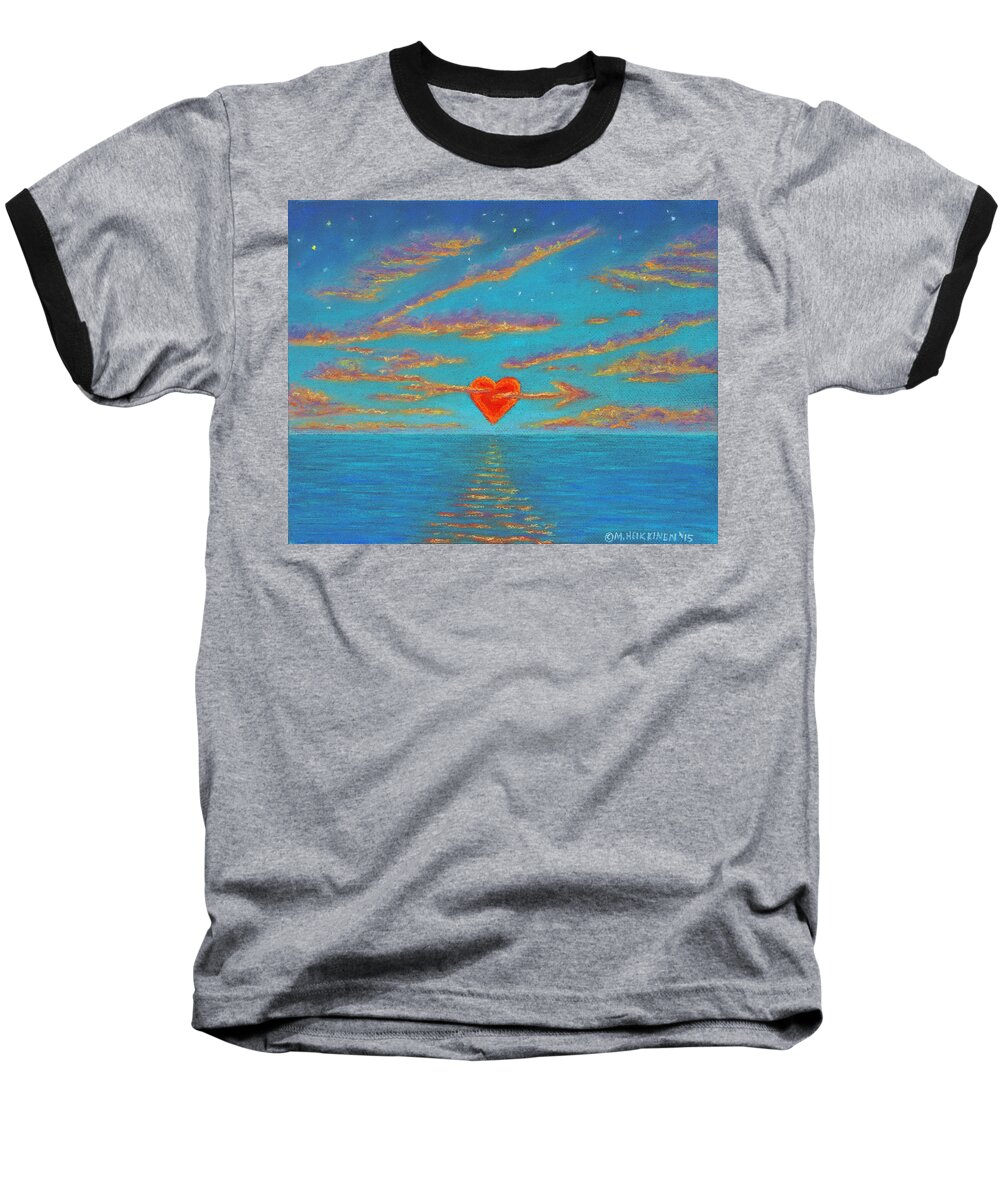 Holiday Baseball T-Shirt featuring the pastel Sunset Heart 01 by Michael Heikkinen