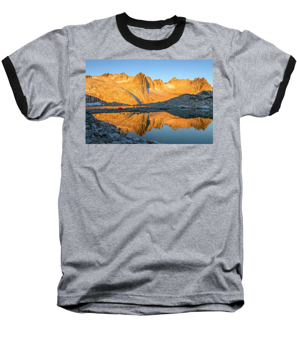 Sunset Baseball T-Shirt featuring the digital art Sunset in the Enchantments by Michael Lee