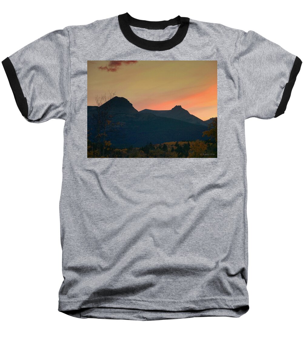 Mountains Baseball T-Shirt featuring the photograph Sunset Mountain Silhouette by Tracey Vivar