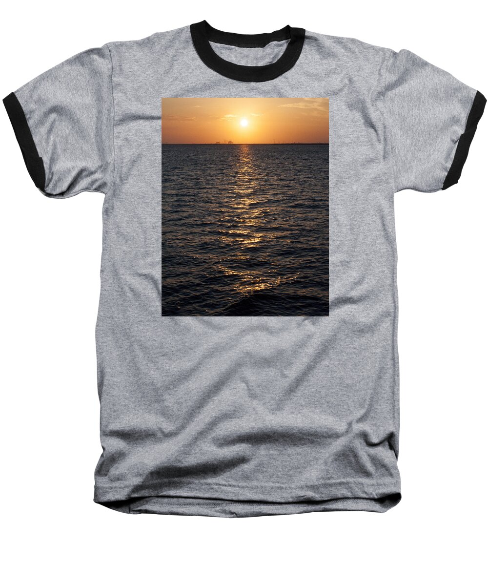 Sunset Baseball T-Shirt featuring the photograph Sunset on bay by Brian Kinney