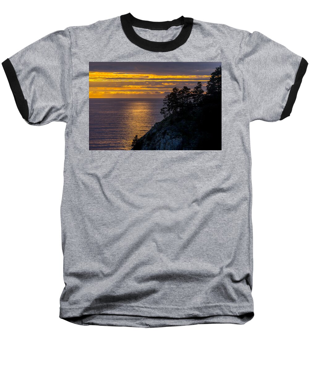 California Baseball T-Shirt featuring the photograph Sunset on the Edge by Derek Dean