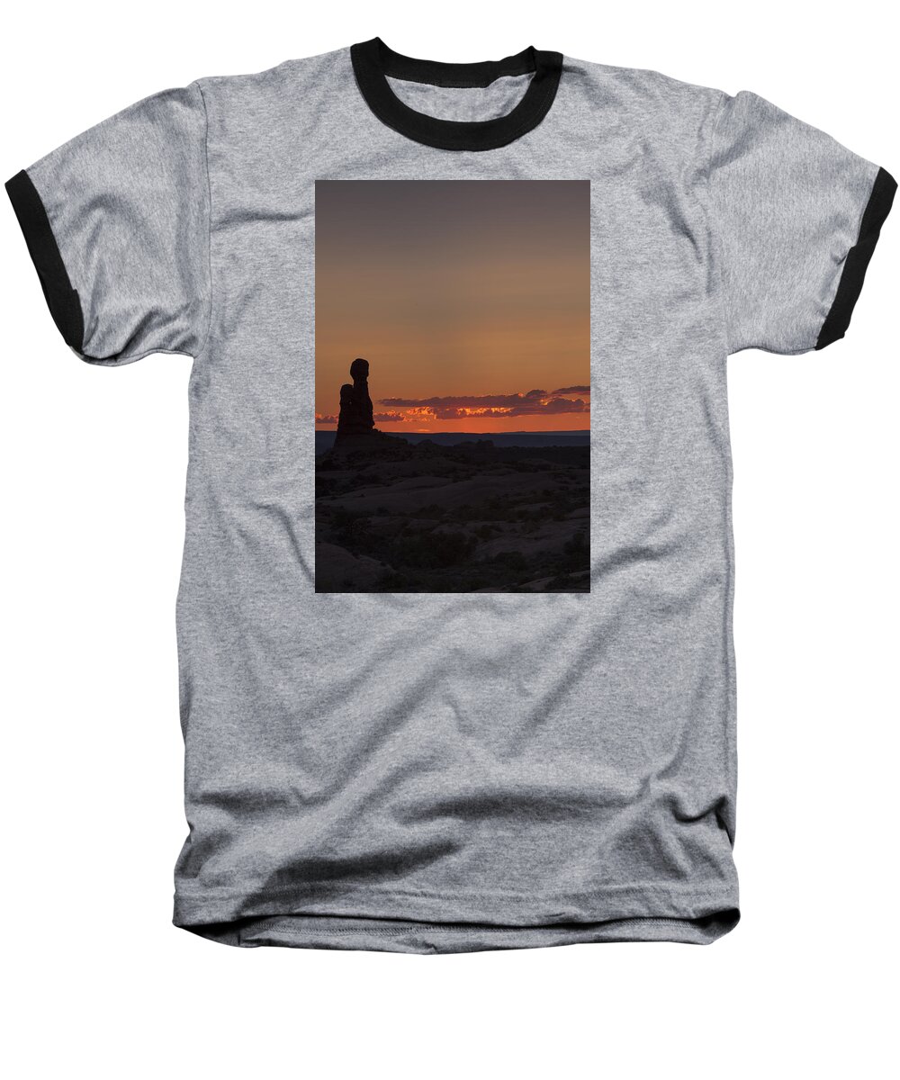 Nature Baseball T-Shirt featuring the photograph Sunset over rock formation by David Watkins