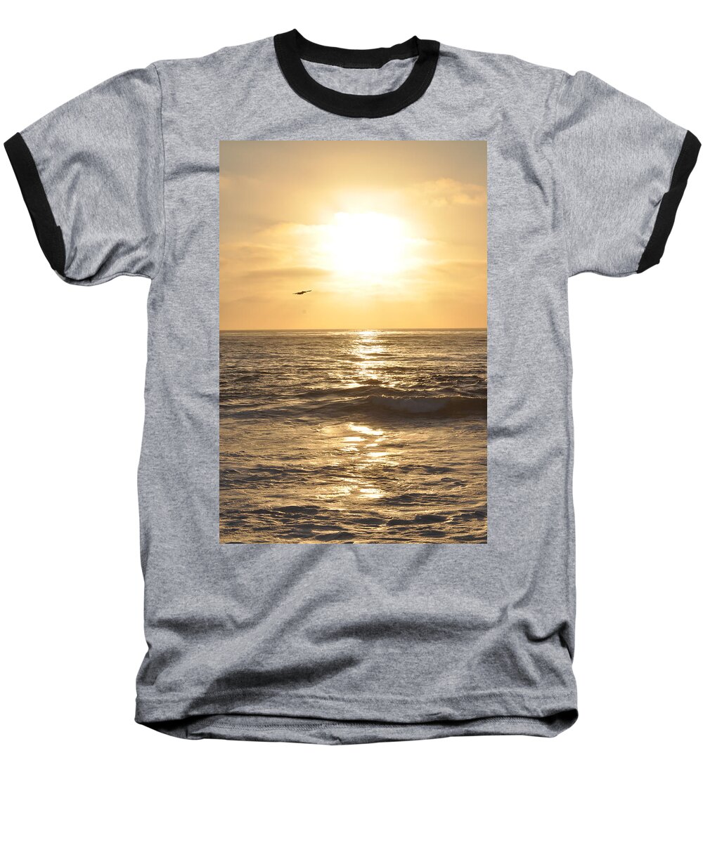 Bird Baseball T-Shirt featuring the photograph Sunset Pelican Silhouette by Bridgette Gomes
