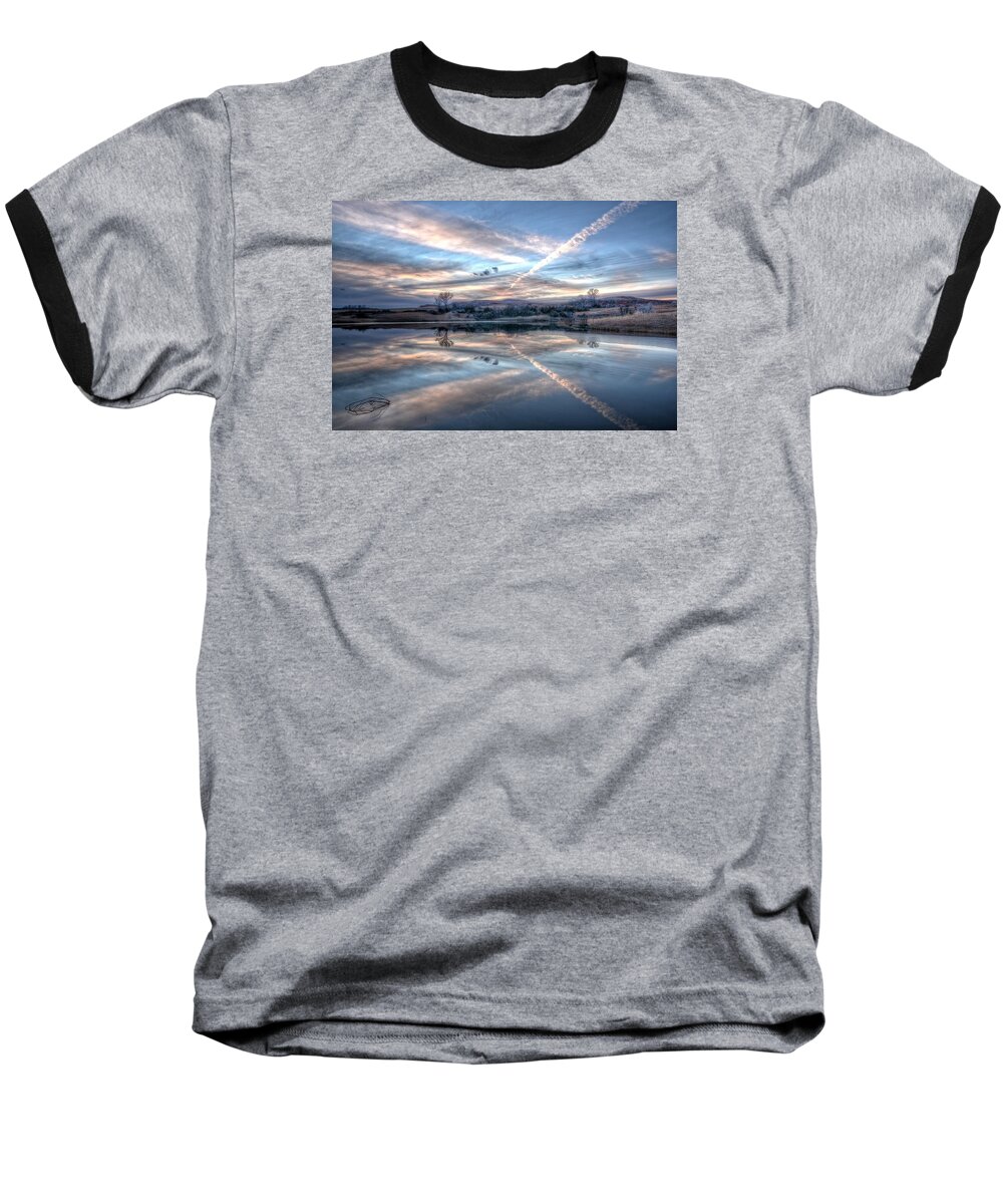 Sunset Baseball T-Shirt featuring the photograph Sunset Reflection by Fiskr Larsen