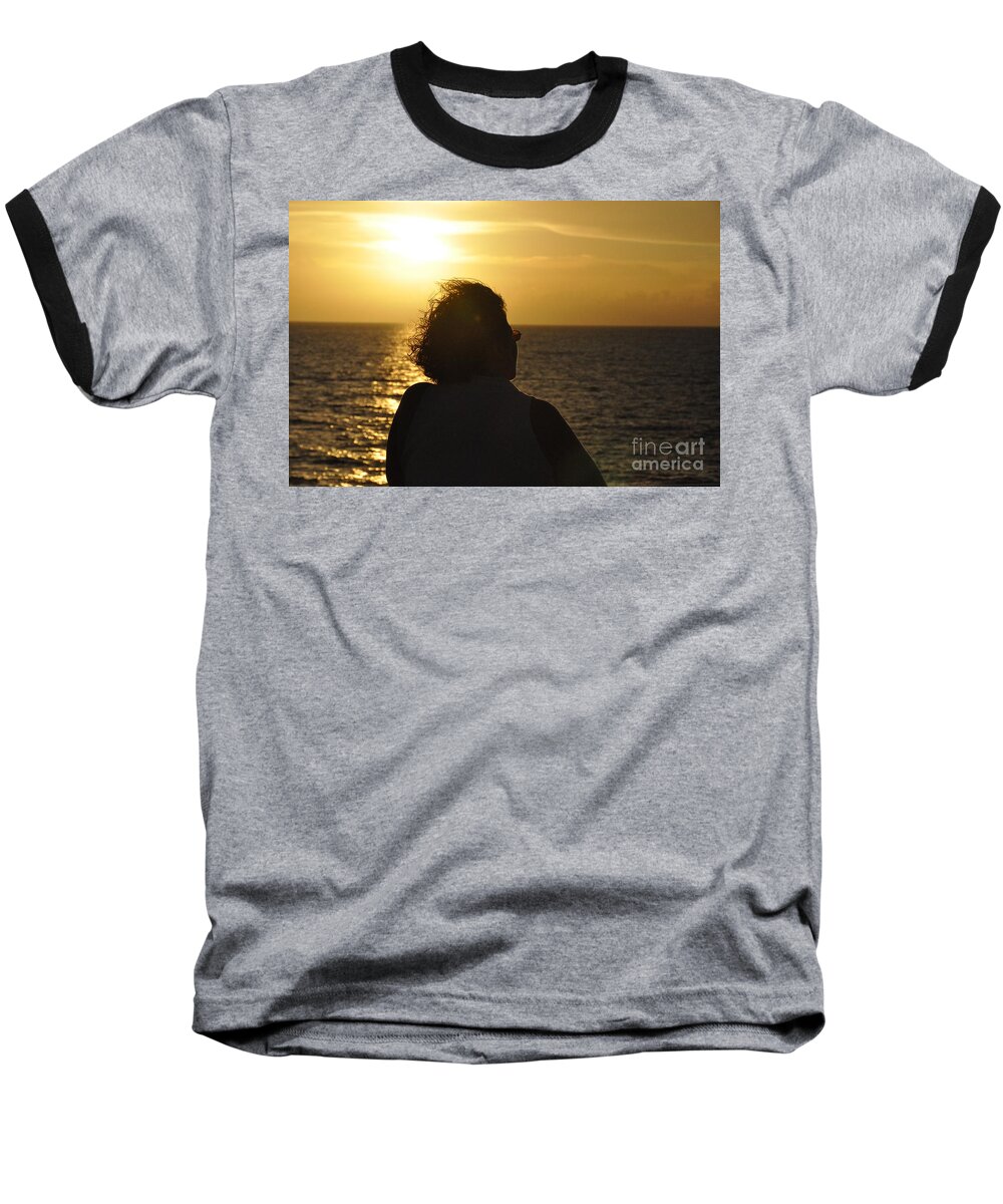 Sunset Baseball T-Shirt featuring the photograph Sunset Silhouette by John Black