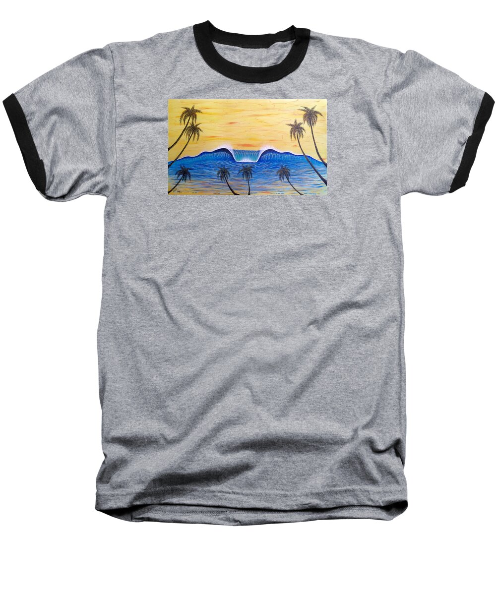 Abstractart Baseball T-Shirt featuring the painting Sunset Surf Dream by Paul Carter