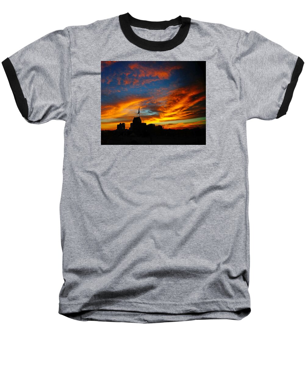 City Baseball T-Shirt featuring the photograph Sunset Ybor City Tampa Florida by Lawrence S Richardson Jr