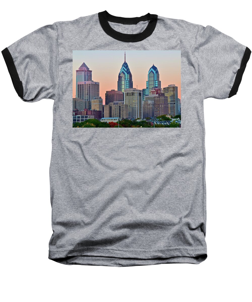 Philadelphia Baseball T-Shirt featuring the photograph Sunsets Glow in Philly by Frozen in Time Fine Art Photography