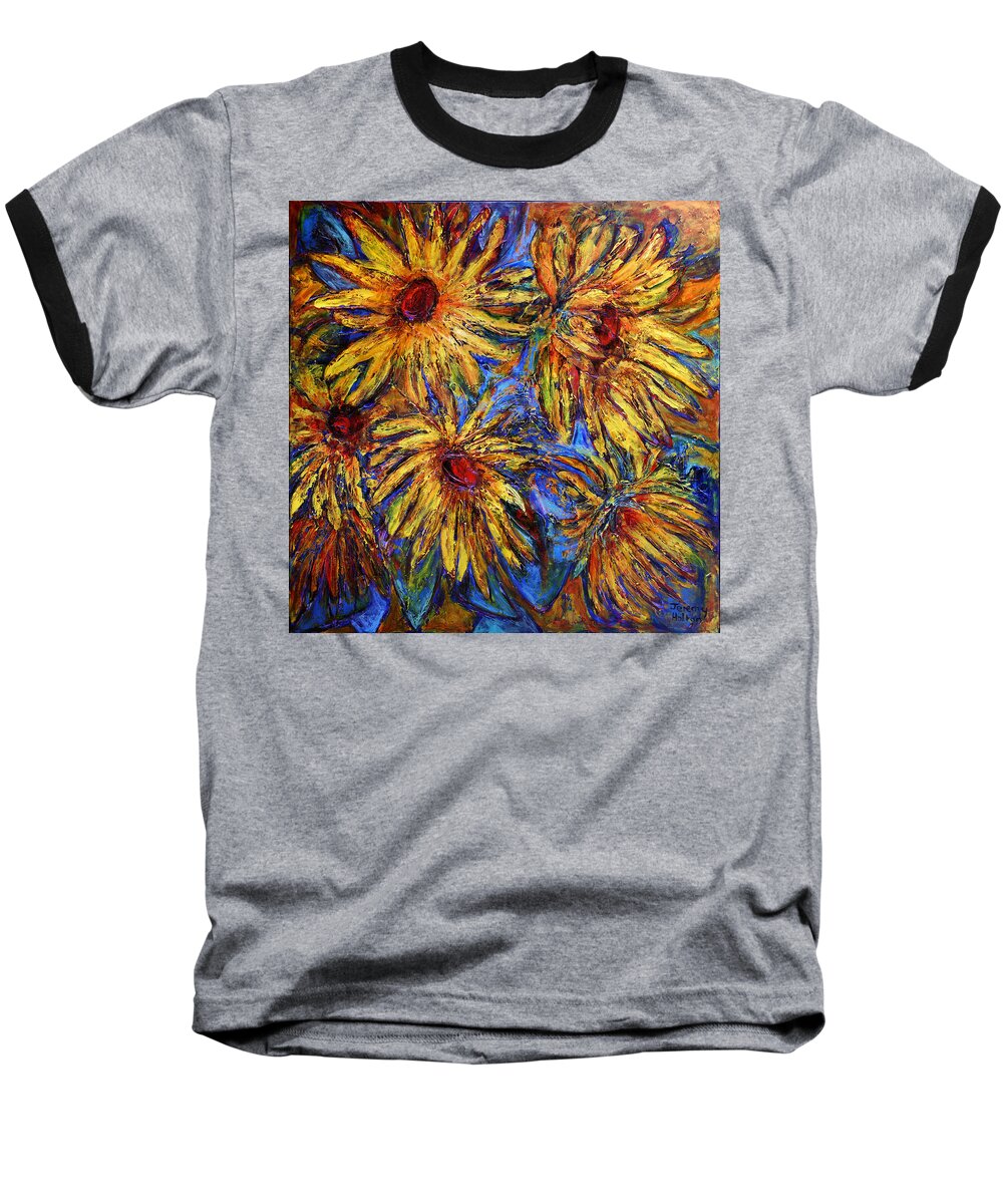 Flowers Baseball T-Shirt featuring the painting Sunshine by Jeremy Holton