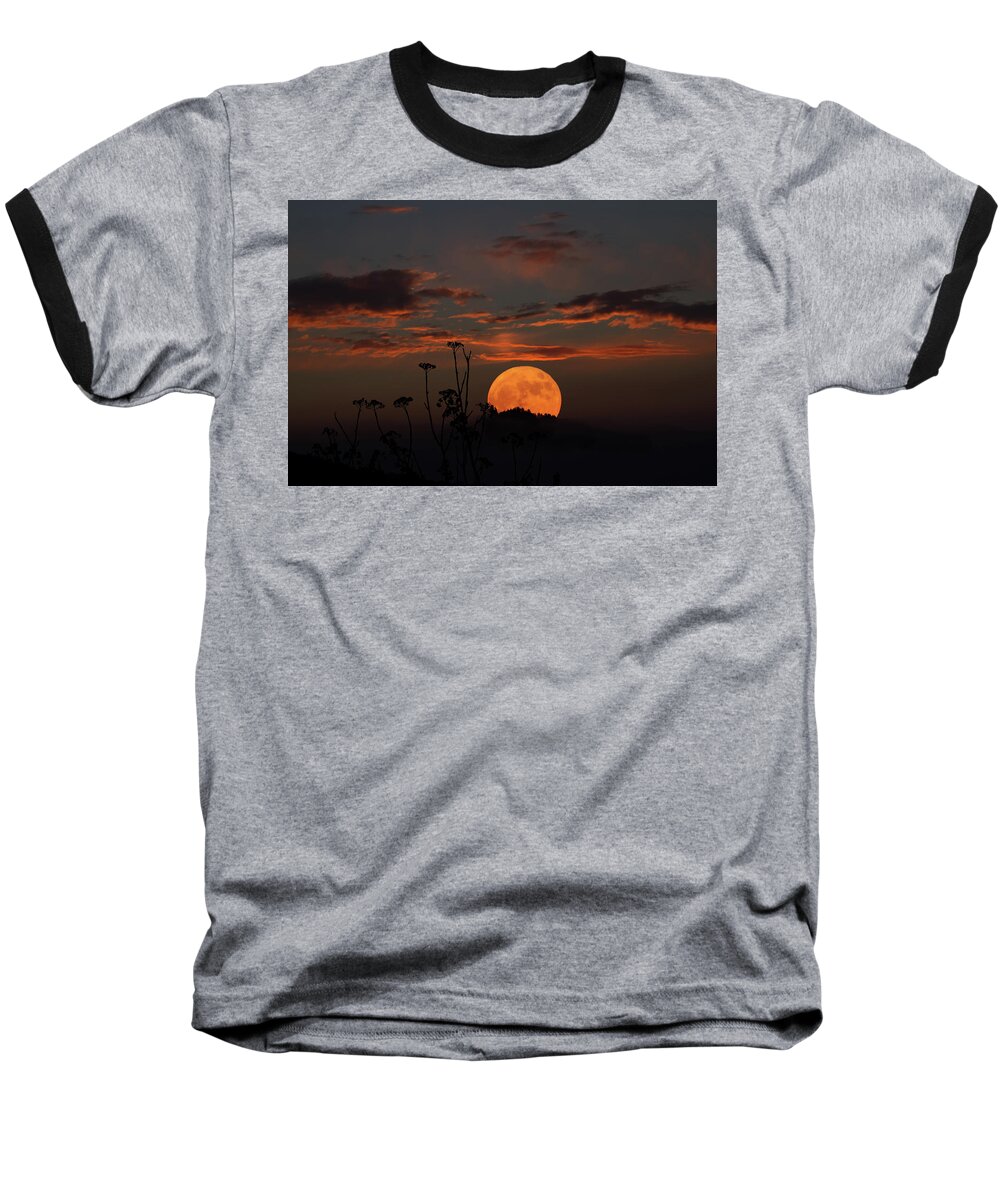 Moon Baseball T-Shirt featuring the photograph Super Moon and Silhouettes by John Haldane