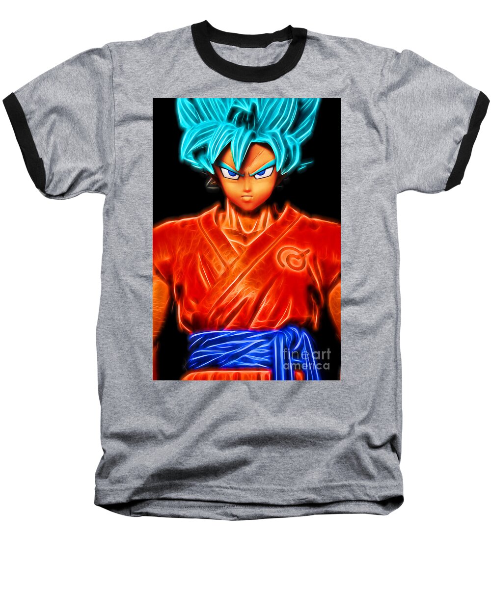 Collectables Baseball T-Shirt featuring the digital art Super Saiyan God Goku by Ray Shiu