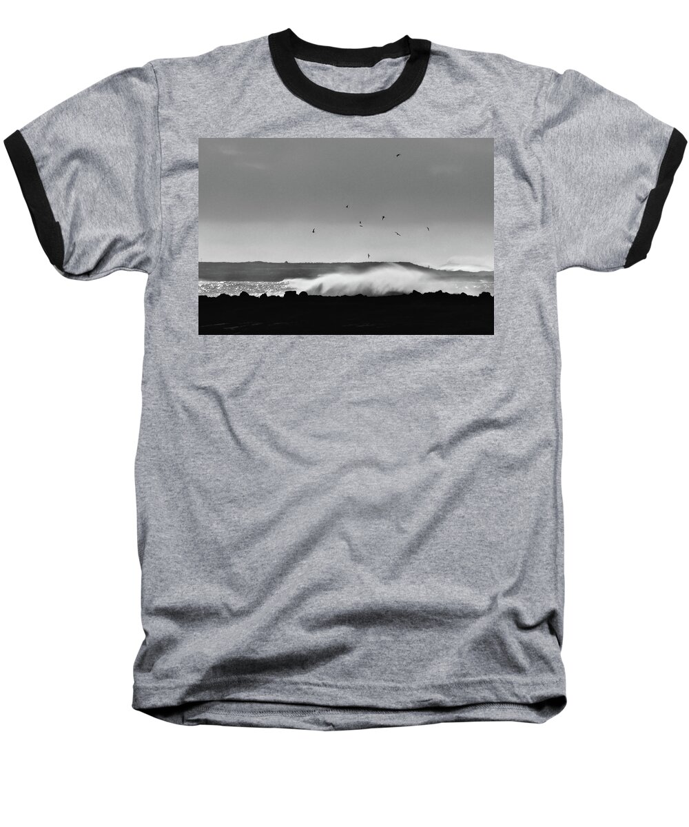 B & W Baseball T-Shirt featuring the photograph Surf Birds by Geoff Smith