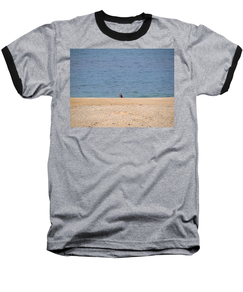 Surf Caster Baseball T-Shirt featuring the photograph Surf Caster by Newwwman