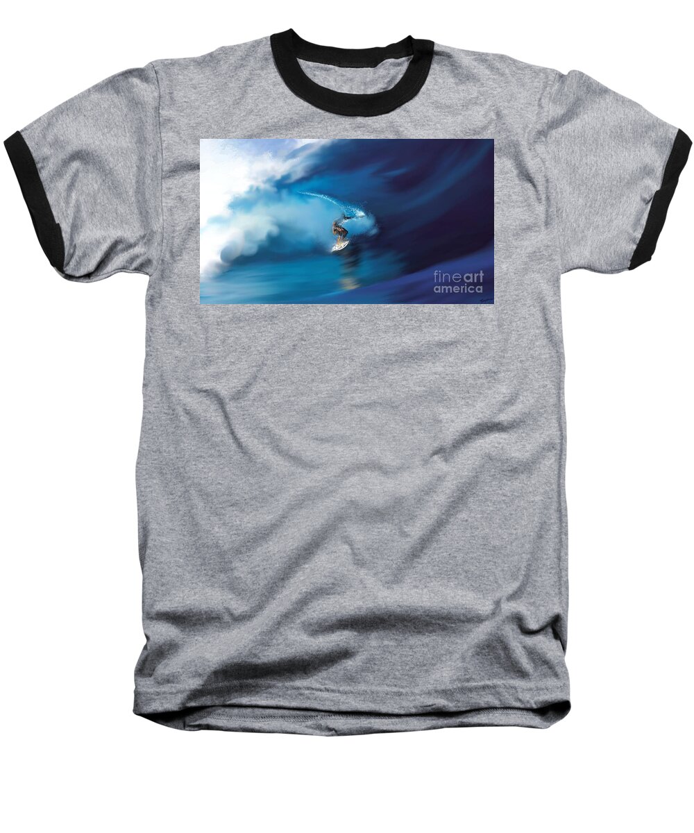 Anthony Fishburne Baseball T-Shirt featuring the digital art Surfers playground by Anthony Fishburne